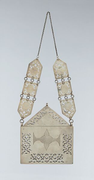Amulet Holder, Silver; fire-gilded with openwork and table-cut carnelians