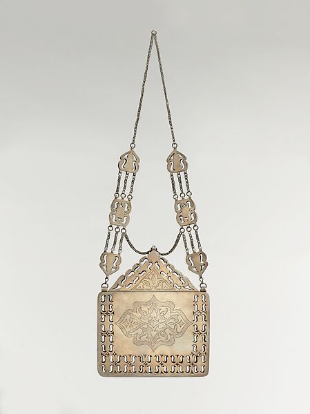 Amulet Holder, Silver; fire gilded, with openwork and table cut carnelians