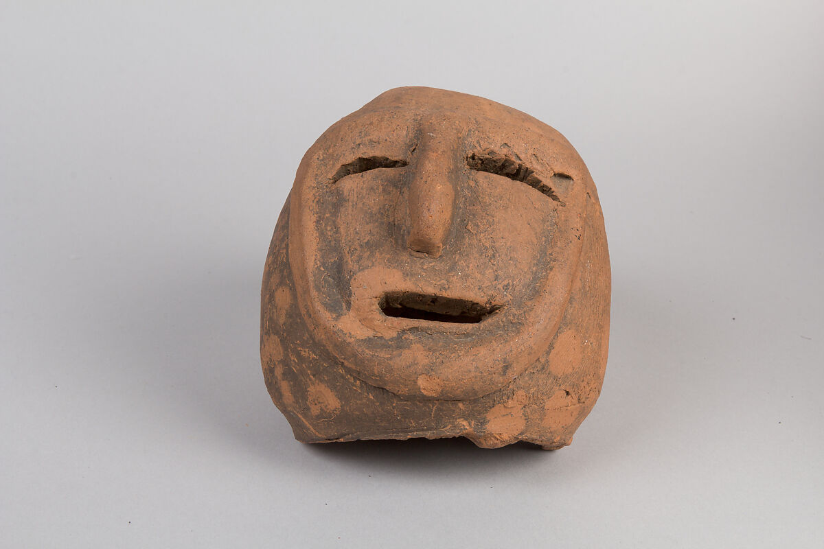 Head of a Masked Clay Tomb Sculpture (Haniwa), Earthenware, Japan