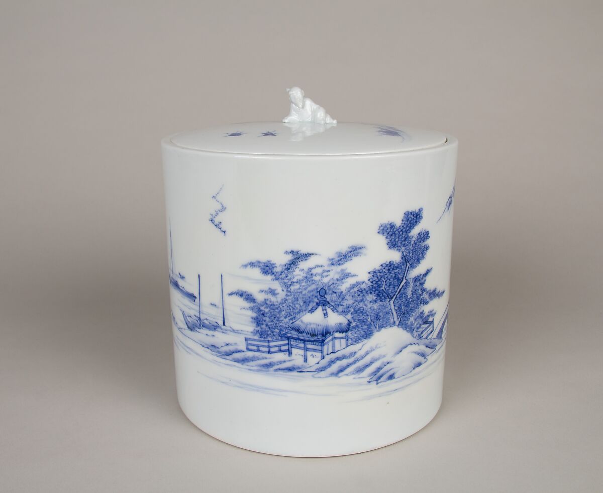Water Jar with Lin Hejing (Lin Bu) and His Pet Crane, Porcelain with underglaze blue (Hirado ware), Japan