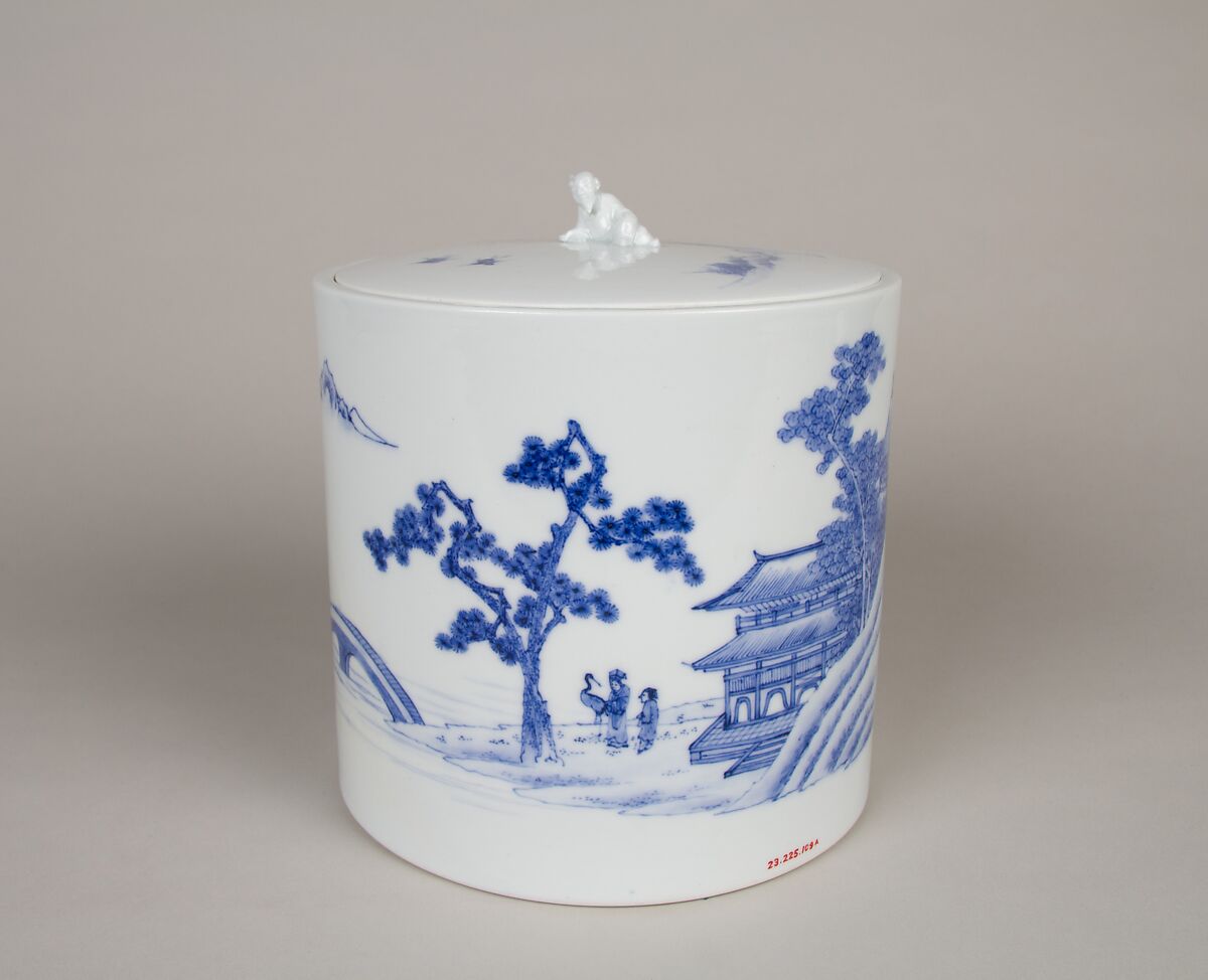 Water Jar with Lin Hejing (Lin Bu) and His Pet Crane, Porcelain with underglaze blue (Hirado ware), Japan
