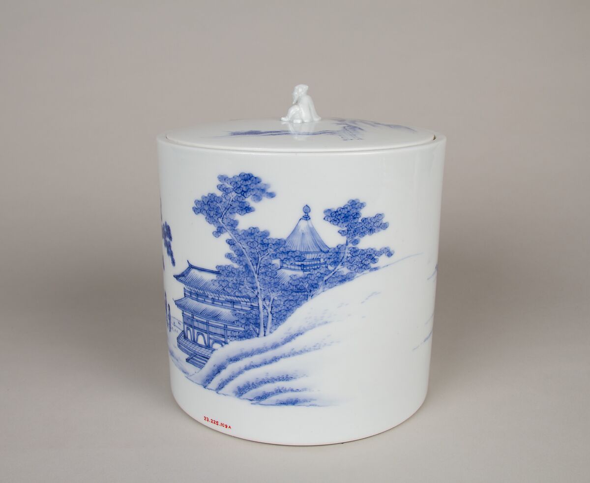 Water Jar with Lin Hejing (Lin Bu) and His Pet Crane, Porcelain with underglaze blue (Hirado ware), Japan