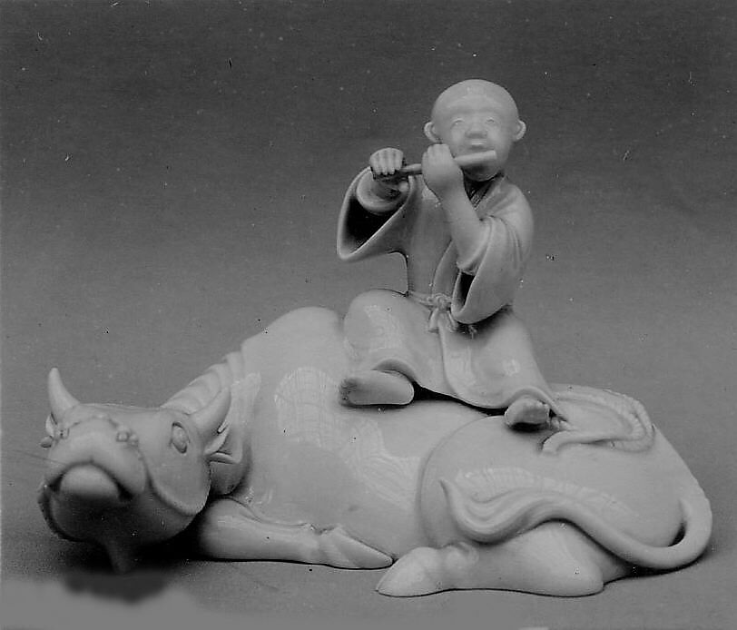 Boy Seated on an Ox, White porcelain (Hirado ware), Japan 