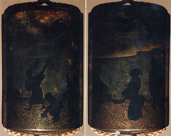 Case (Inrō) with Design of People Catching Fireflies