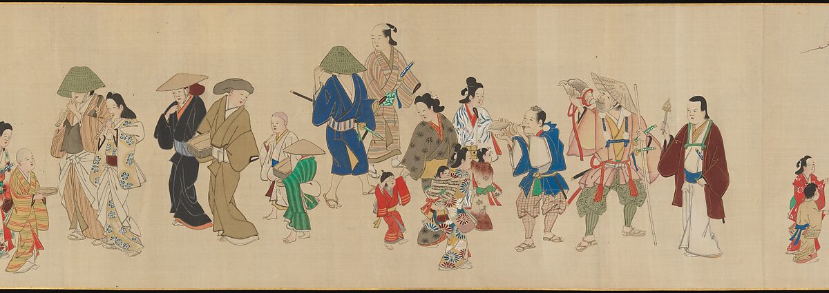 Festival Scenes, Handscroll; ink and color on silk, Japan