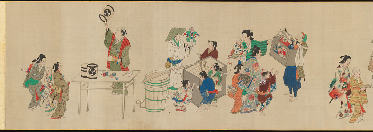 Festival Scenes, Handscroll; ink and color on silk, Japan 