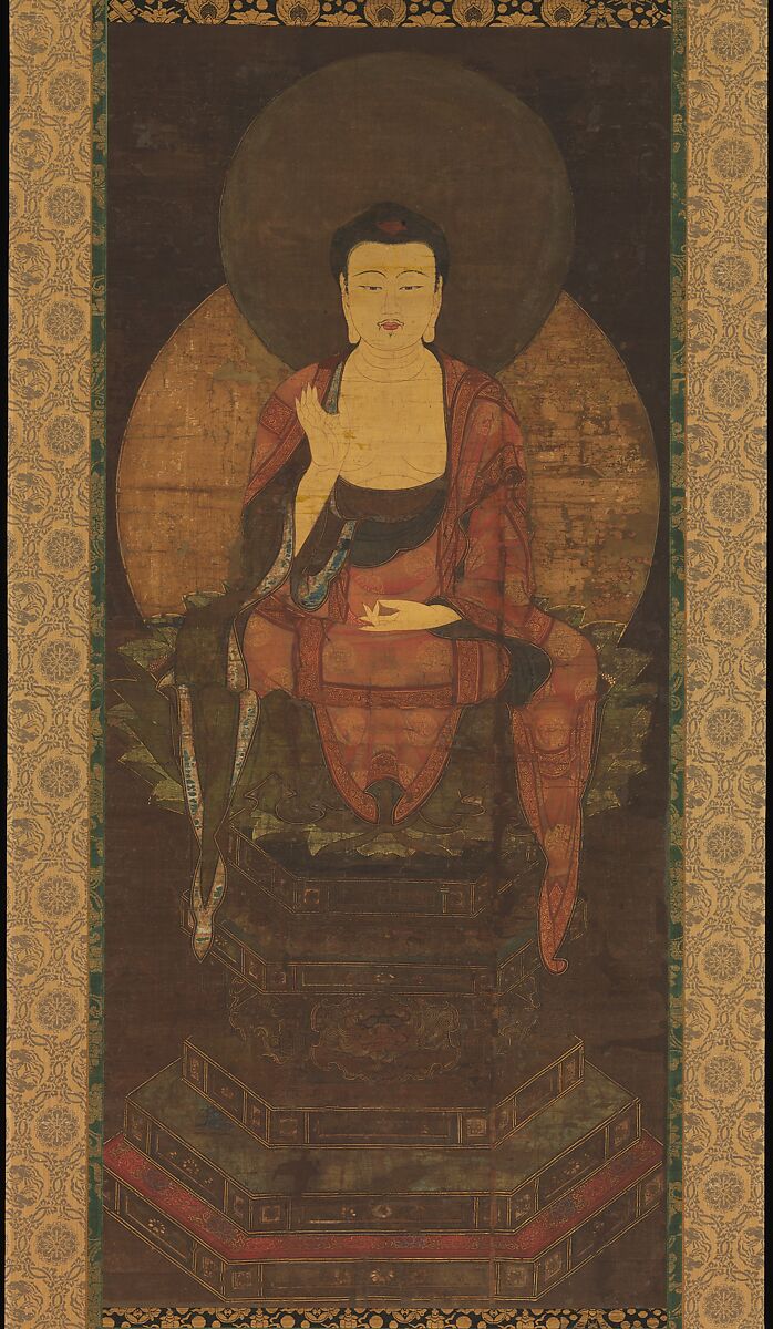 Shaka Nyorai, Hanging scroll; ink, color, and gold on silk, Japan