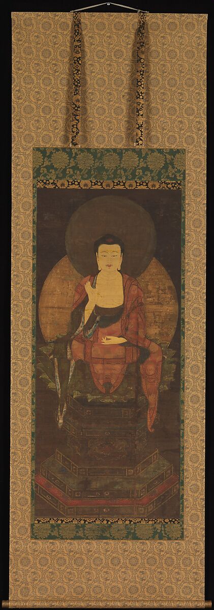 Shaka Nyorai, Hanging scroll; ink, color, and gold on silk, Japan 