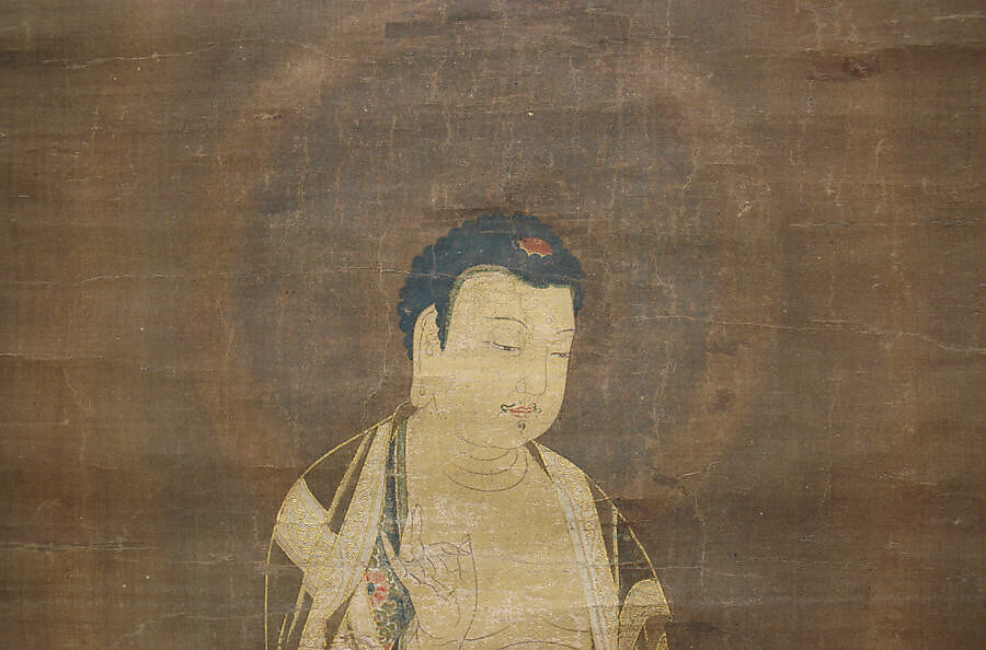 Welcoming Descent of Amida Buddha, Hanging scroll; ink, color, and gold on silk, Japan