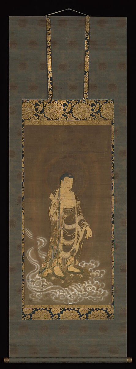 Welcoming Descent of Amida Buddha, Hanging scroll; ink, color, and gold on silk, Japan