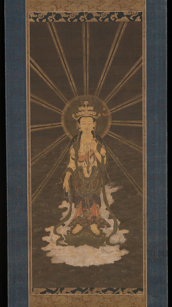 Descent of Eleven-Headed Kannon, Unidentified artist, Hanging scroll; ink, color, and gold on silk, Japan 