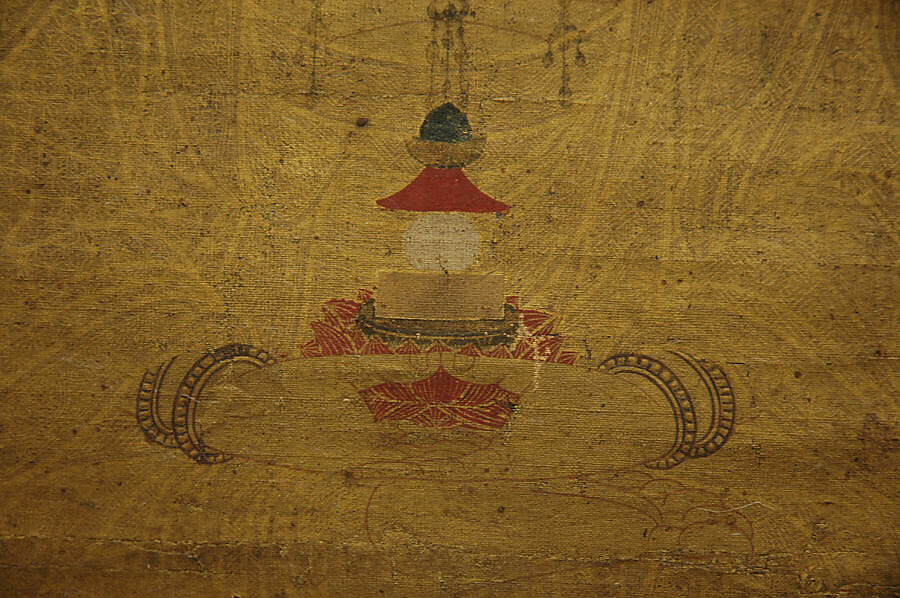Miroku Bosatsu, Hanging scroll; ink, color, and gold on silk, Japan