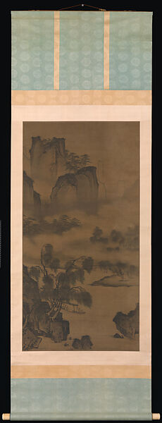 River landscape with scholar in a boat, Zhou Chen (Chinese, ca. 1455–after 1536), Hanging scroll; ink and color on silk, China