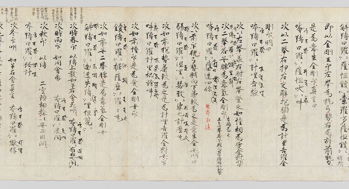 Scroll from the Compendium of Iconographic Drawings (Zuzōshō), Handscroll; ink and color on paper, Japan