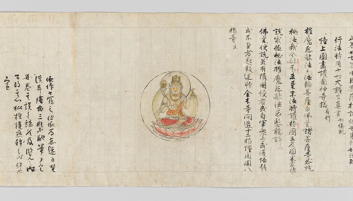 Scroll from the Compendium of Iconographic Drawings (Zuzōshō), Handscroll; ink and color on paper, Japan