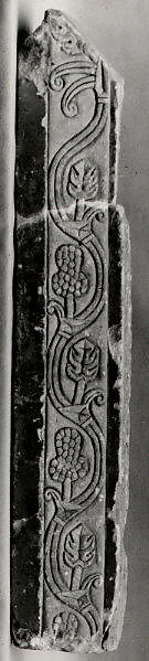 Fragment of a Cornice with Vines, Sandstone; carved in relief