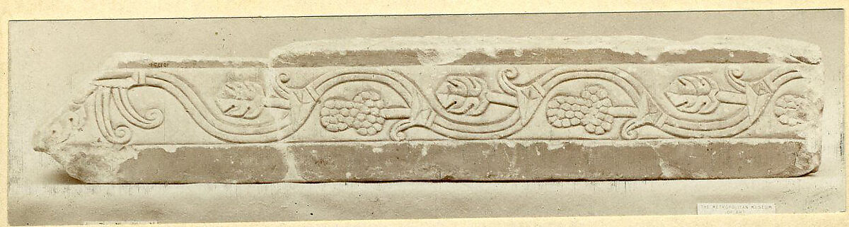 Fragment of a Cornice with Vines, Sandstone; carved in relief 