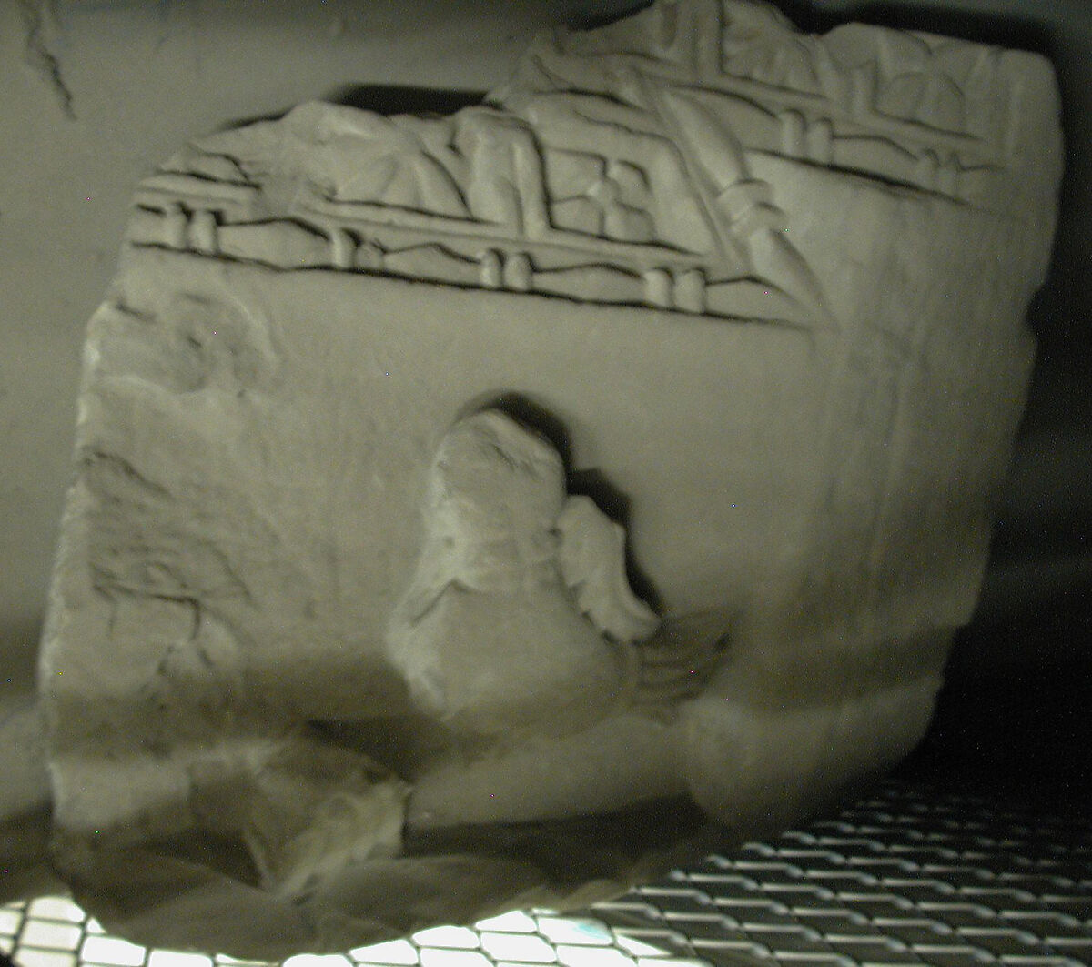 Fragment of a Cornice with a Bird, Limestone; carved 