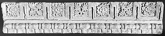 Fragment from a Molding with Rosettes and Acanthus Clusters, Limestone; carved in relief
