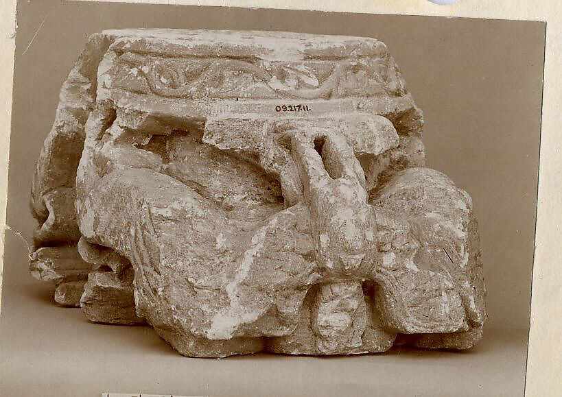 Capital with a Bird with Outspread Wings, Limestone; carved