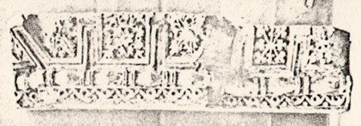 Fragment from a Molding with Rosettes and Acanthus Clusters, Limestone; carved in relief