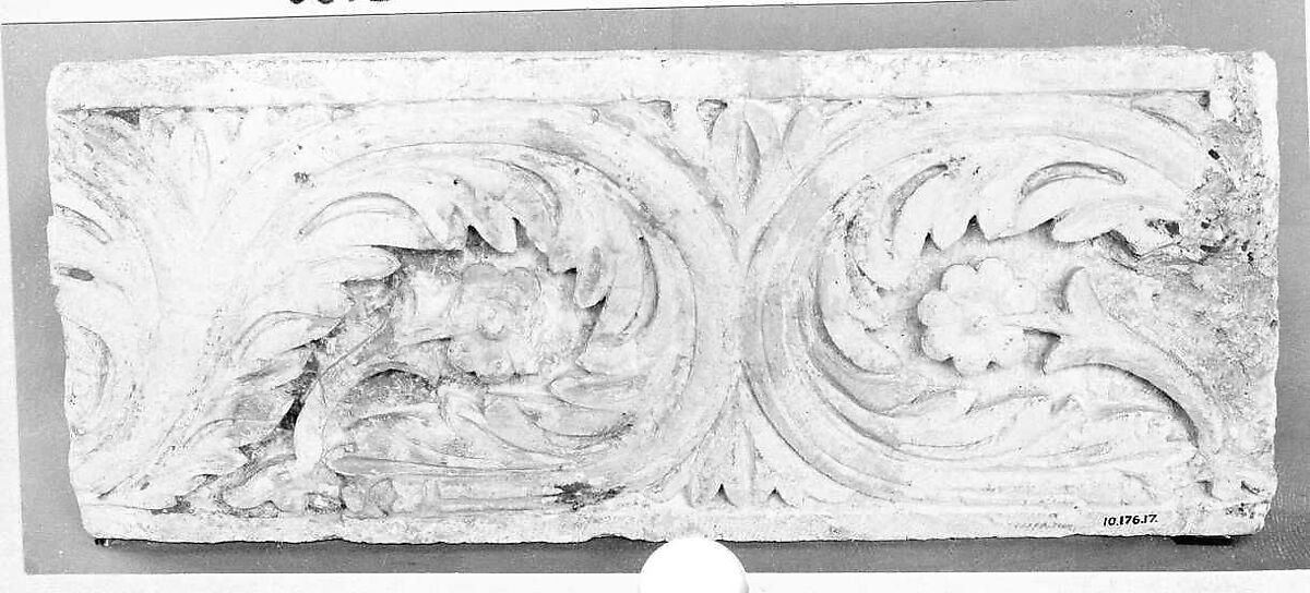 Fragment of a Frieze with Acanthus Scrolls, Palmettes, and Flowers, Limestone; carved in relief 