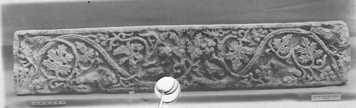 Frieze with Vine Scrolls and Birds, Limestone; carved in relief 