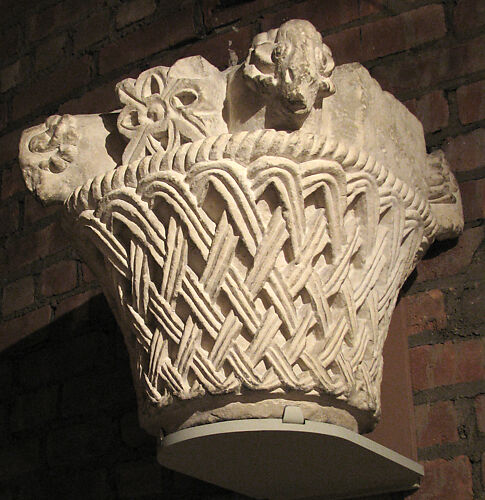 Capital with a Basket-Weave Pattern and Rams’ Heads