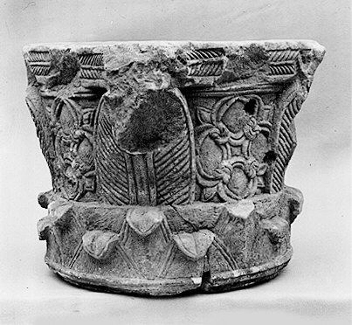 Capital with Palm Leaves, Sandstone; carved