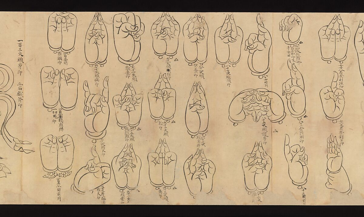 Scroll of Mudras, Handscroll; ink on paper, Japan