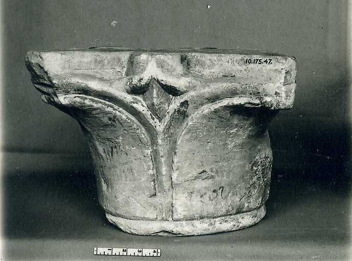 Capital, Limestone; carved in relief 