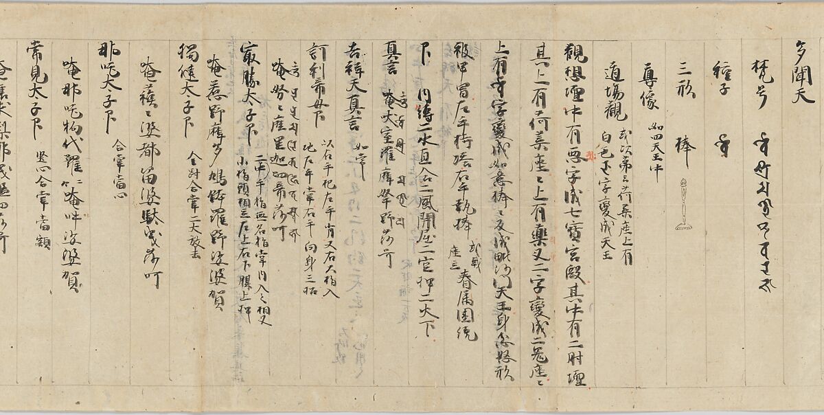Scroll 9 of Collected Iconography (Zuzōshō): Ten (Devas), Handscroll; ink and color on paper, Japan