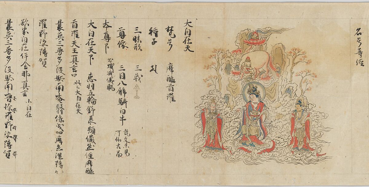 Scroll 9 of Collected Iconography (Zuzōshō): Ten (Devas), Handscroll; ink and color on paper, Japan