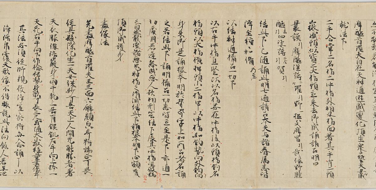 Scroll 9 of Collected Iconography (Zuzōshō): Ten (Devas), Handscroll; ink and color on paper, Japan