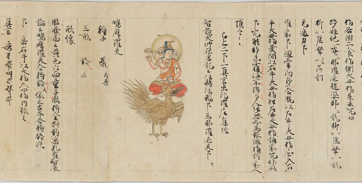 Scroll 9 of Collected Iconography (Zuzōshō): Ten (Devas), Handscroll; ink and color on paper, Japan