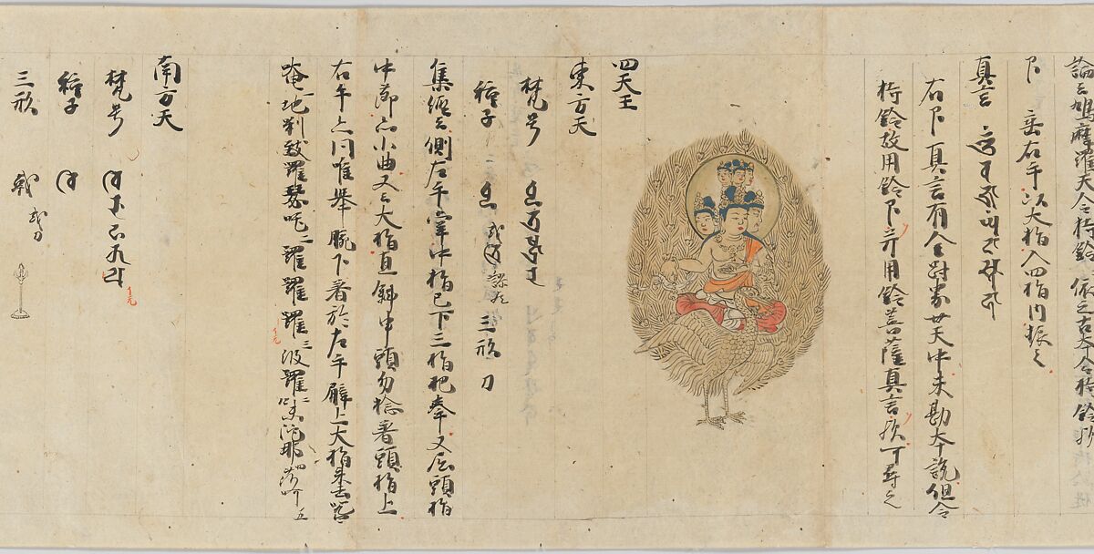 Scroll 9 of Collected Iconography (Zuzōshō): Ten (Devas), Handscroll; ink and color on paper, Japan