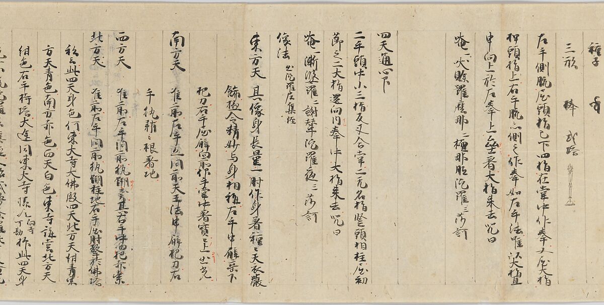 Scroll 9 of Collected Iconography (Zuzōshō): Ten (Devas), Handscroll; ink and color on paper, Japan