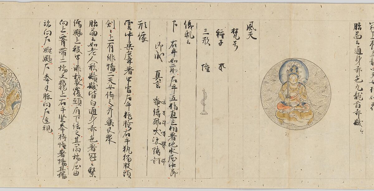 Scroll 9 of Collected Iconography (Zuzōshō): Ten (Devas), Handscroll; ink and color on paper, Japan