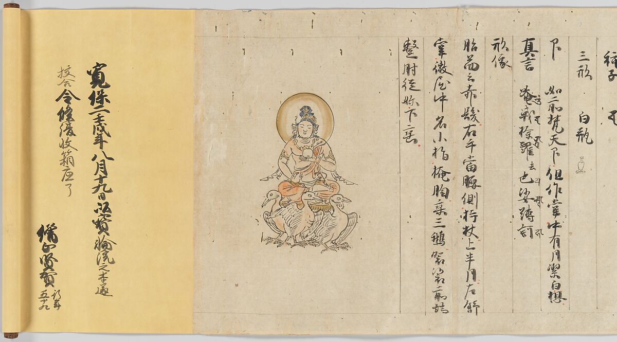 Scroll 9 of Collected Iconography (Zuzōshō): Ten (Devas), Handscroll; ink and color on paper, Japan
