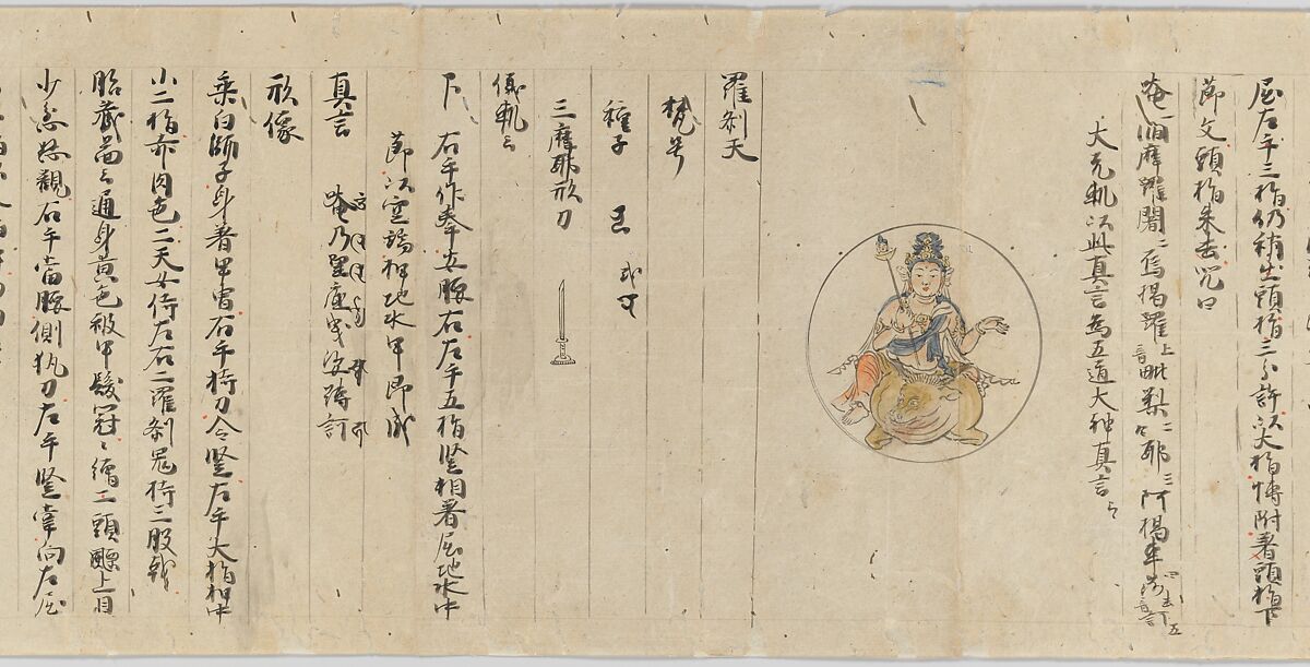 Scroll 9 of Collected Iconography (Zuzōshō): Ten (Devas), Handscroll; ink and color on paper, Japan