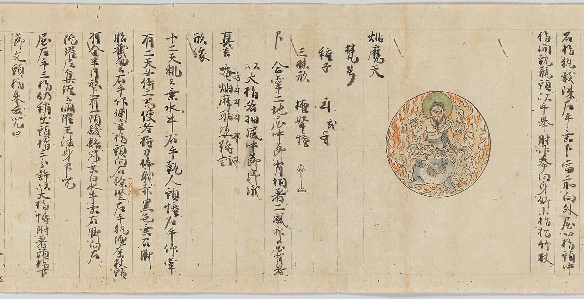 Scroll 9 of Collected Iconography (Zuzōshō): Ten (Devas), Handscroll; ink and color on paper, Japan