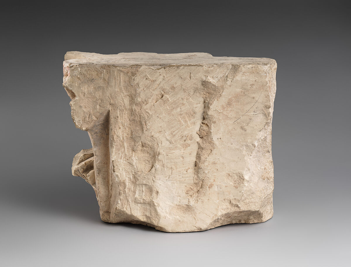 Capital with Acanthus Leaves, Limestone; carved in relief
