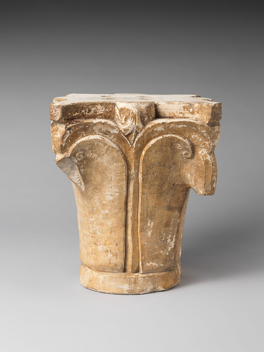 Capital, Limestone; carved in relief