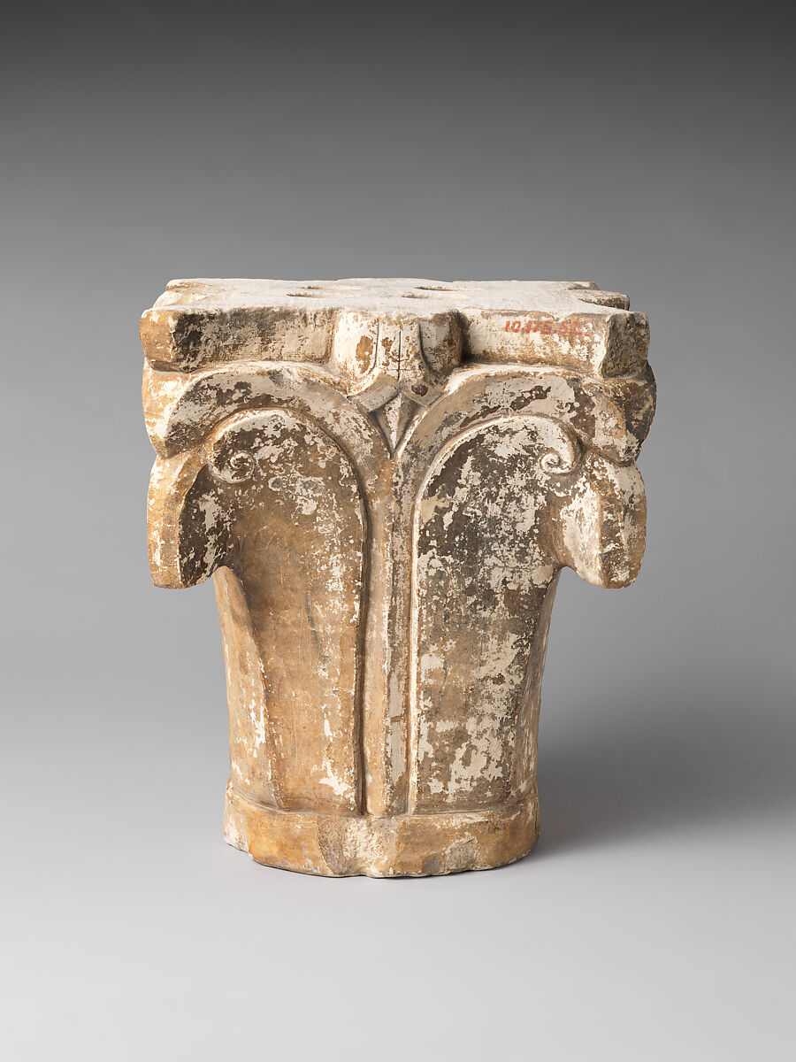 Capital, Limestone; carved in relief
