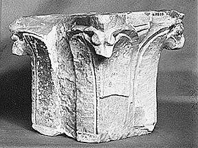 Capital, Limestone; carved in relief