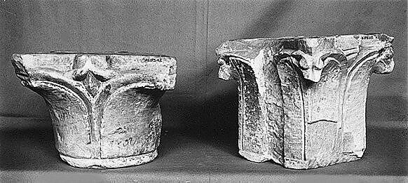 Capital, Limestone; carved in relief