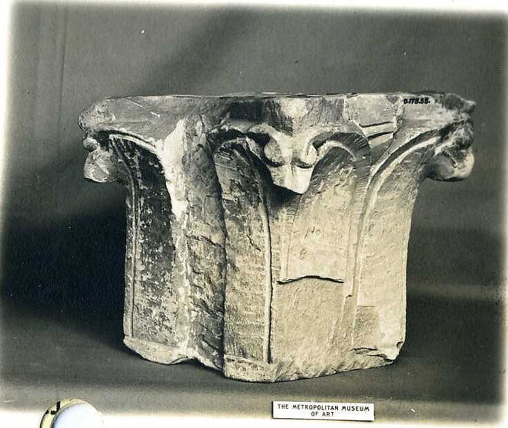 Capital, Limestone; carved in relief 