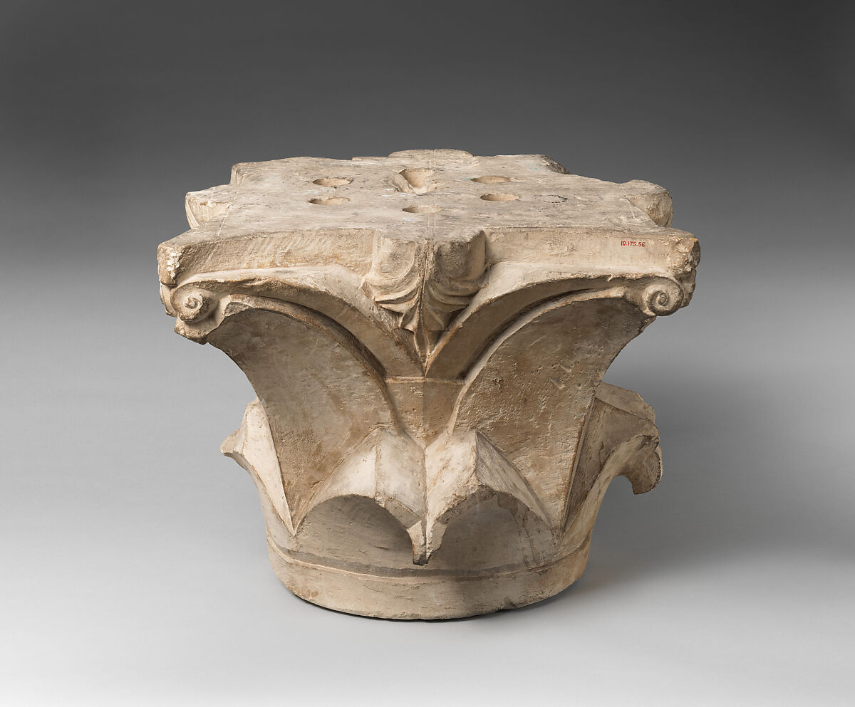 Capital, Limestone; carved in relief 