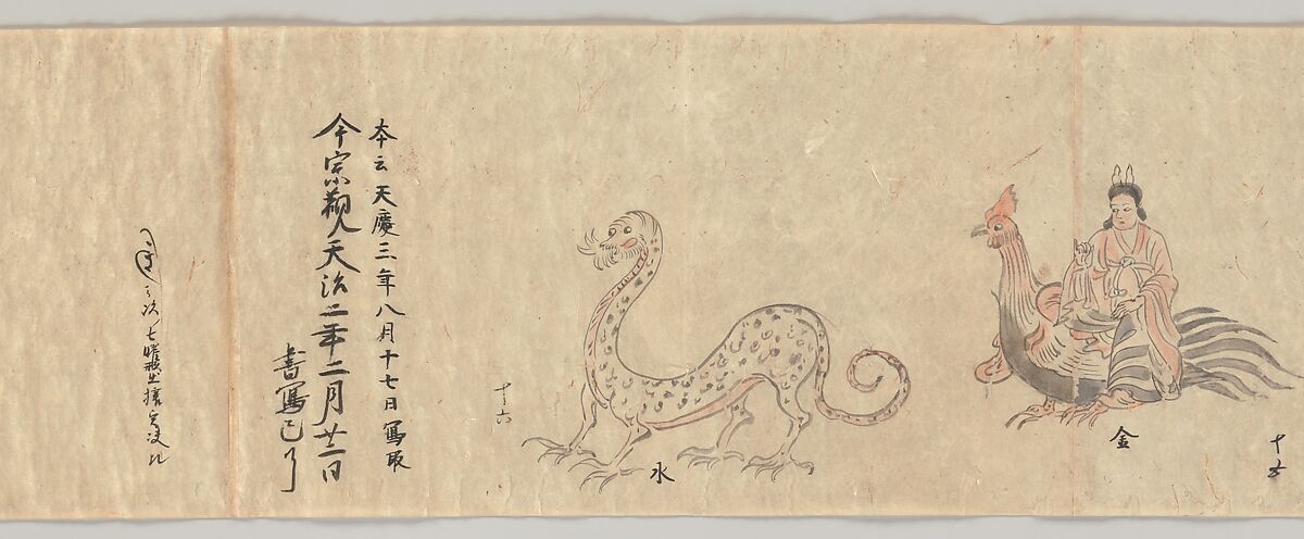 Iconographic Drawings of the Secrets of the Nine Luminaries, Sōkan (Japanese, active late 11th–early 12th century), Handscroll; ink and color on paper, Japan