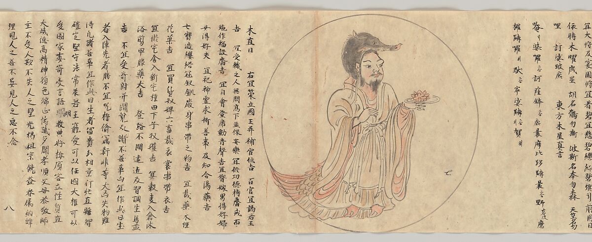 Iconographic Drawings of the Secrets of the Nine Luminaries, Sōkan (Japanese, active late 11th–early 12th century), Handscroll; ink and color on paper, Japan